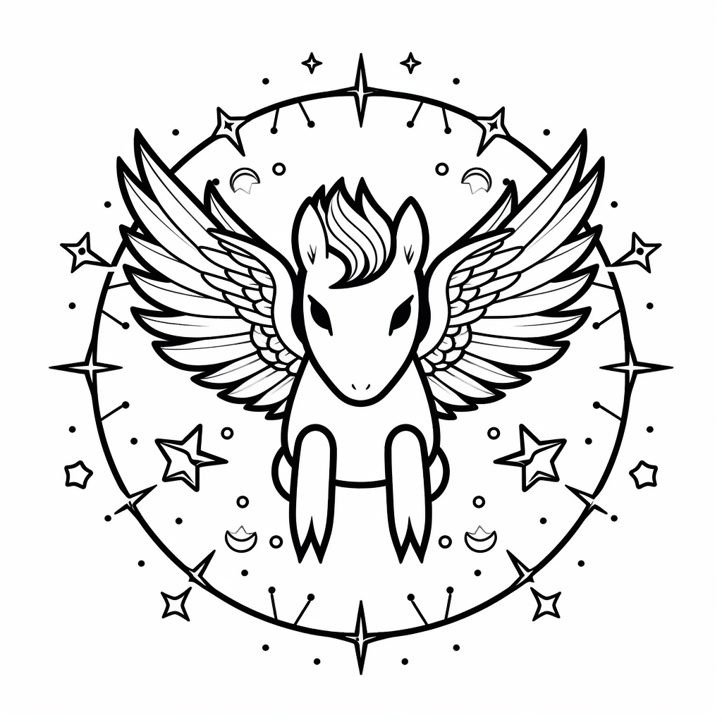 Beautiful Flying Unicorn Coloring Page