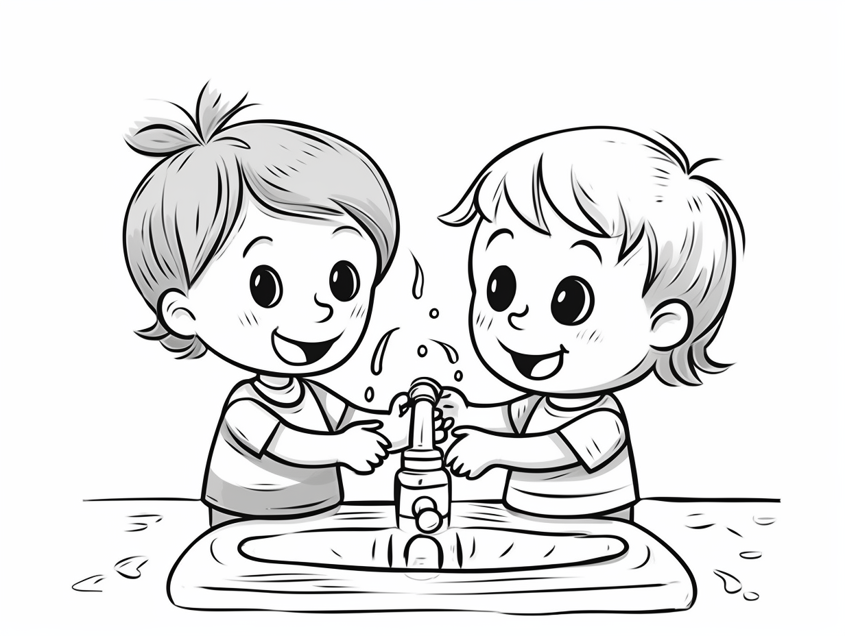 Fun Handwashing Coloring Coloring Page