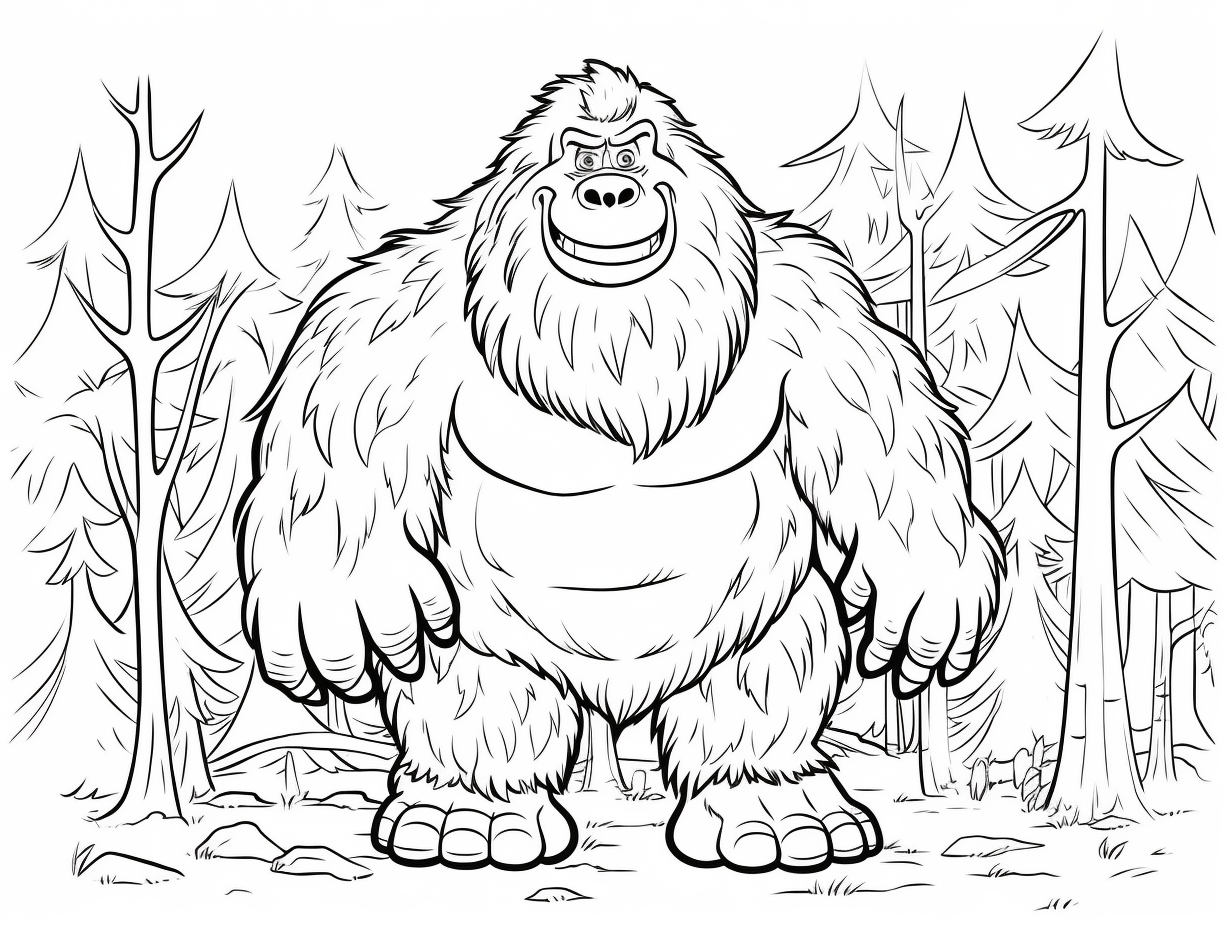 Whimsical Bigfoot Artwork To Color Coloring Page