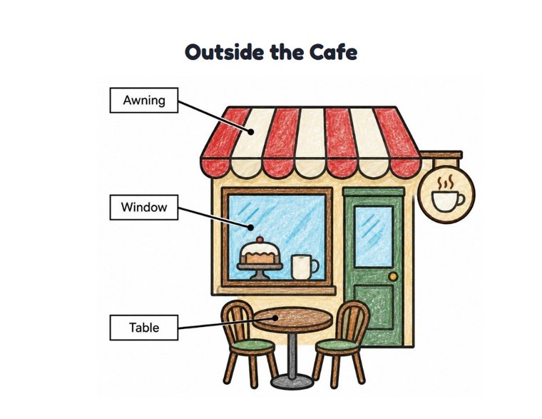 Outside the Cafe worksheet (Easy, Pre-K–K)