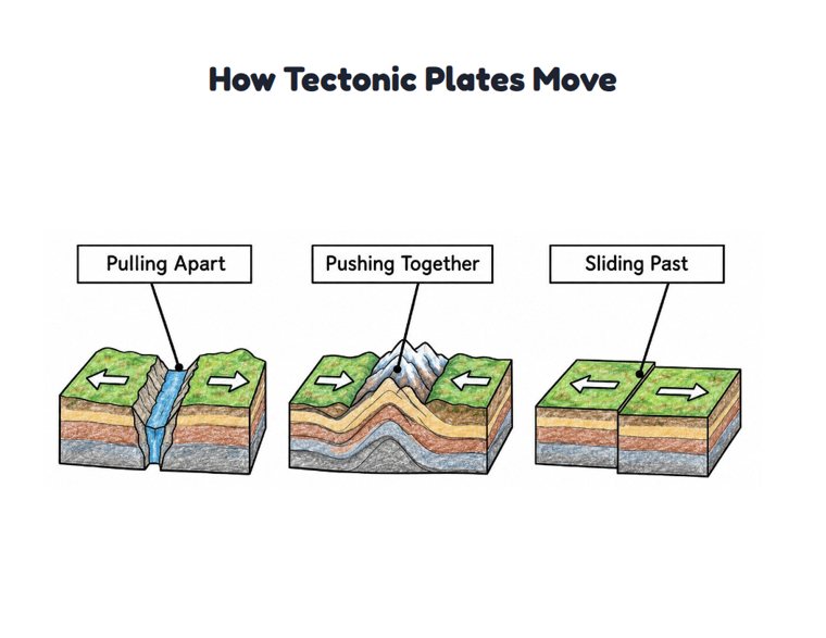 How Tectonic Plates Move worksheet (Medium, Grades 1–2)