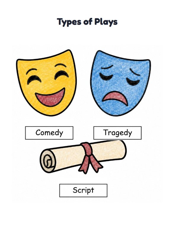 Types of Plays worksheet (Easy, Pre-K–K)