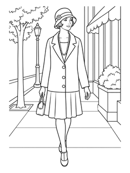 Free printable 1920s Harlem Sidewalk Fashion coloring page