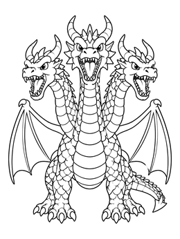Free printable Roaring Three Headed Dragon coloring page