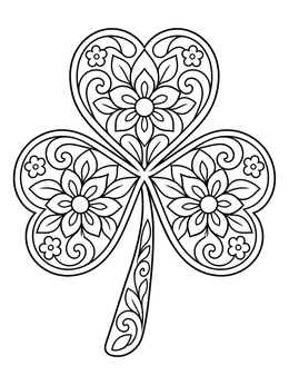 Free printable Decorative Mandala Three Leaf Clover coloring page