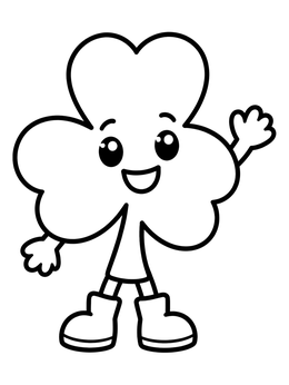Free printable Happy Clover Character Waving coloring page