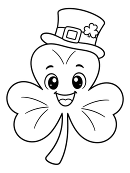 Free printable Happy Shamrock With Leprechaun Hat coloring page