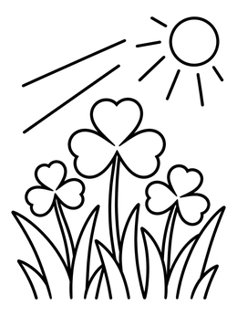 Free printable Three Leaf Clovers In The Sunshine coloring page