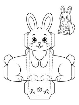 Free printable Foldable Standing 3d Paper Bunny coloring page
