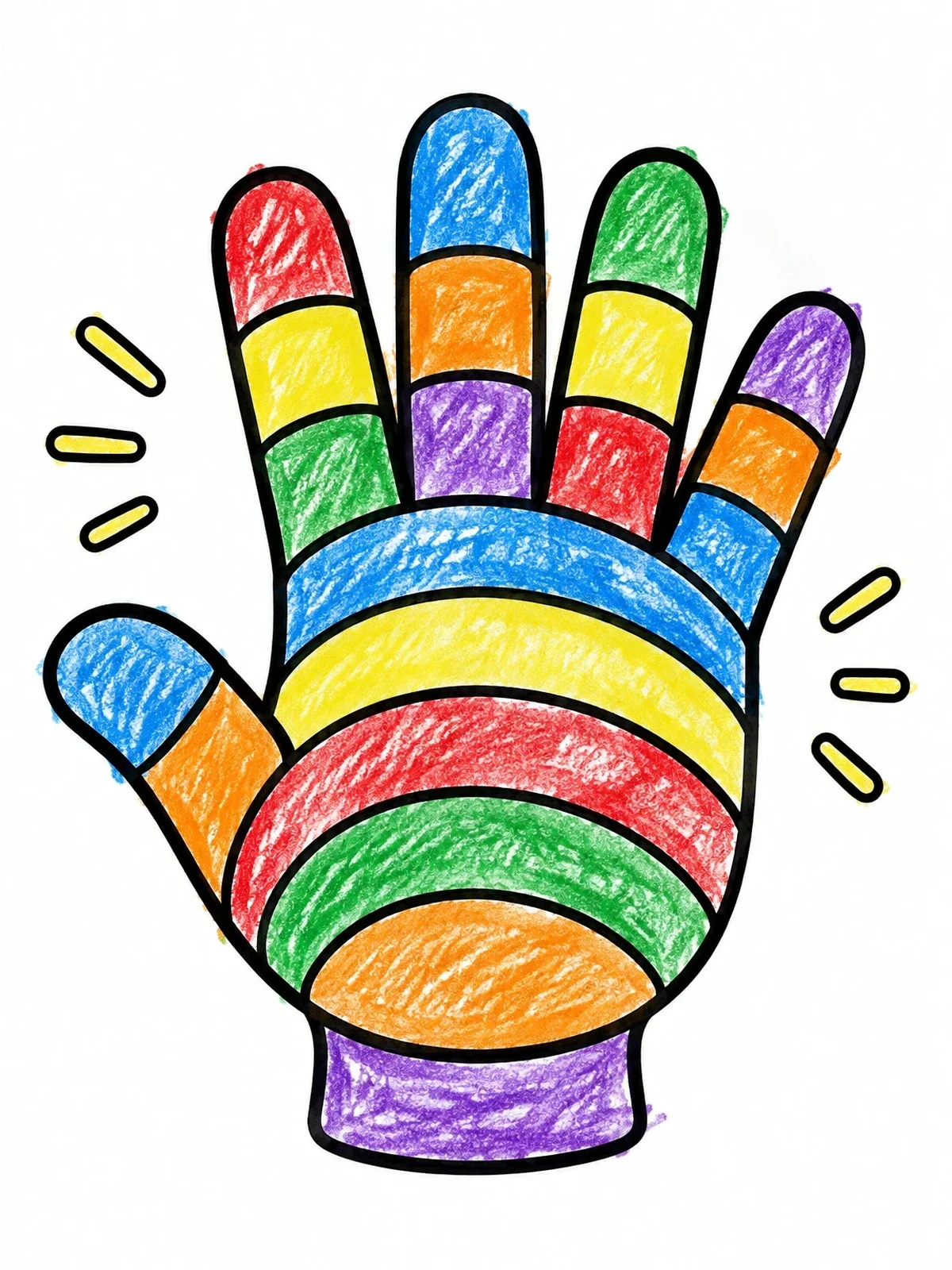 Colored example of the 3d Hand Optical Illusion coloring page