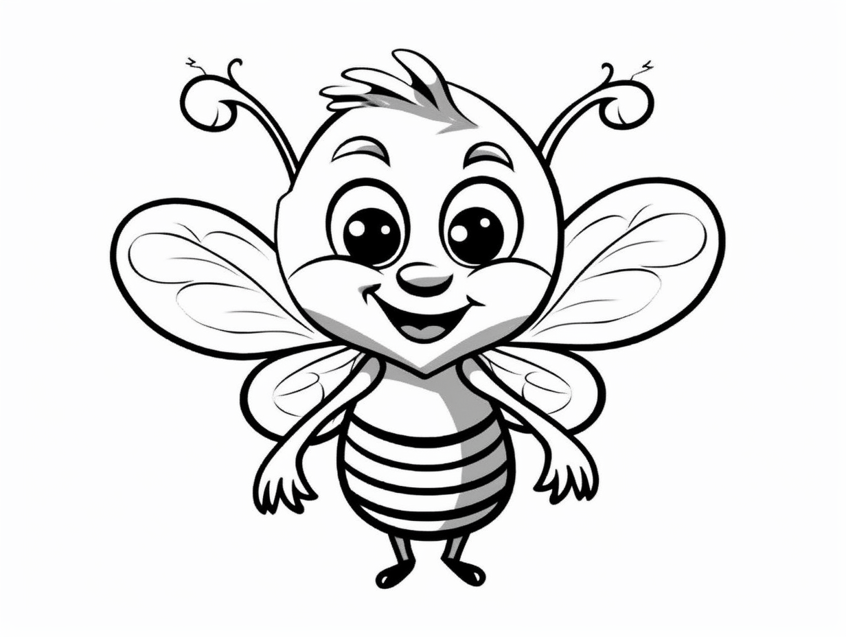 A Cute Happy Bee Tasting Honey - Coloring Page