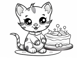 Cat: Little Tabby Celebrating With Birthday Cake