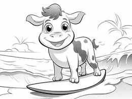 Cow: Little Calf Riding The Ocean Waves