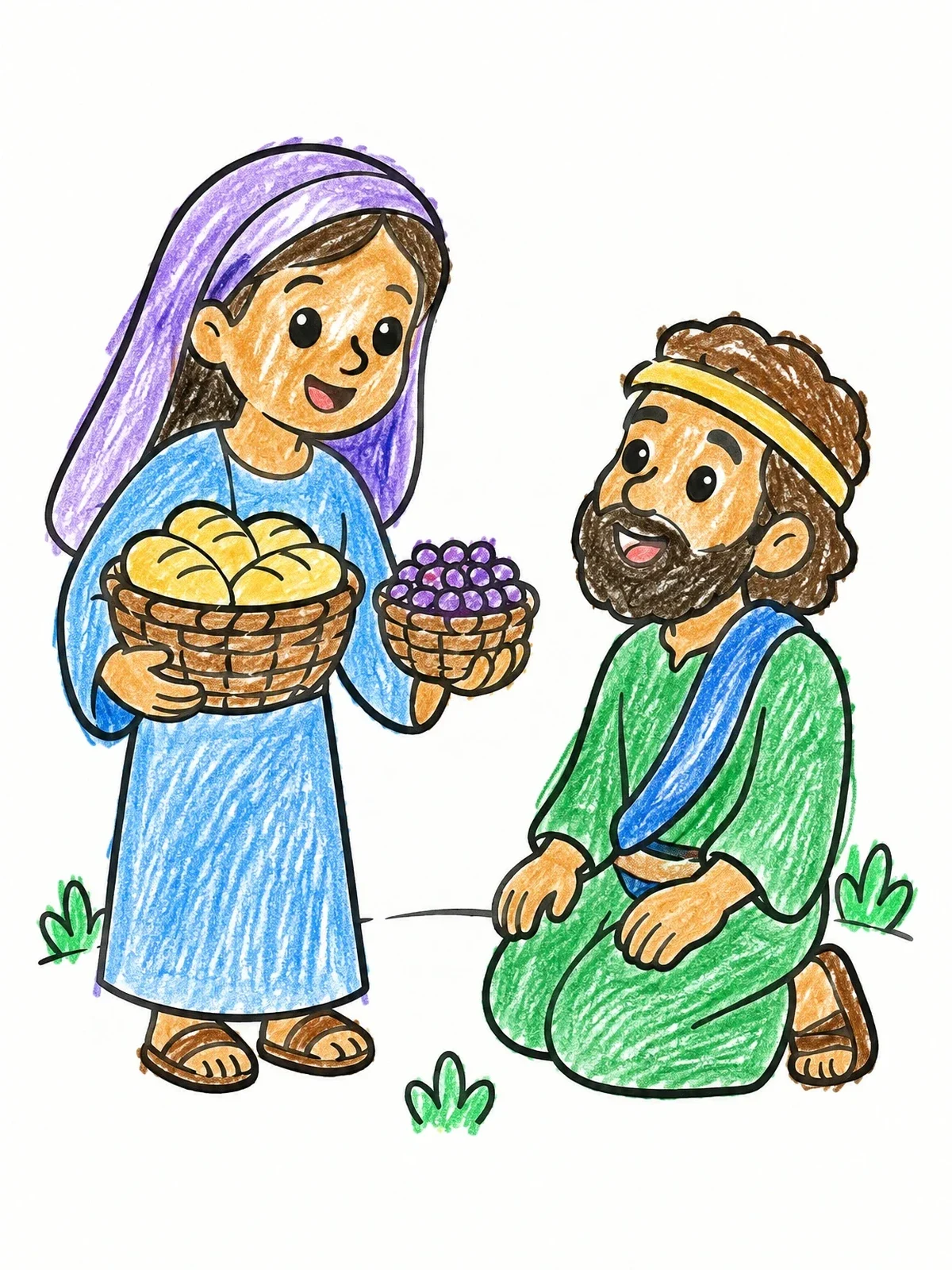 Colored example of the Abigail Bringing Food To David coloring page