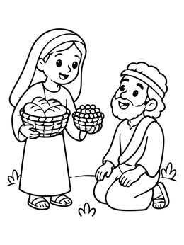 Free printable Abigail Bringing Food To David coloring page