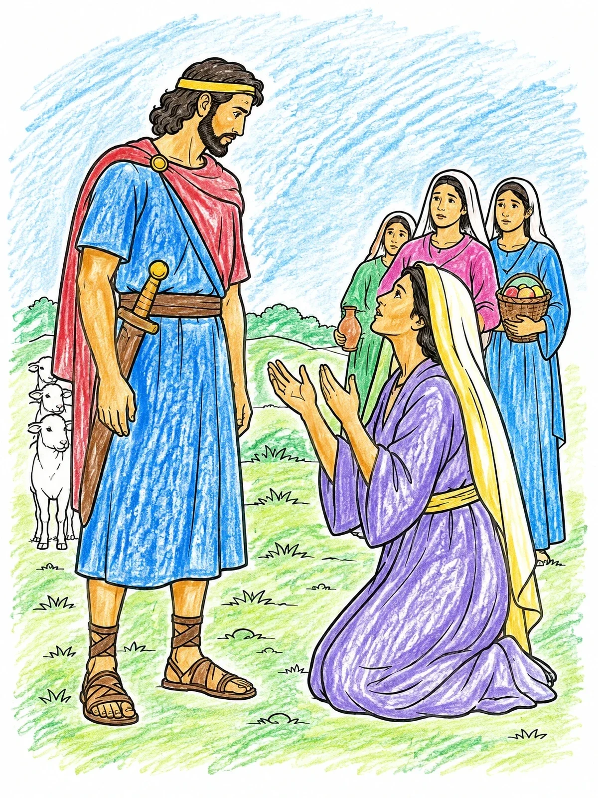 Colored example of the Abigail Pleading Before David coloring page