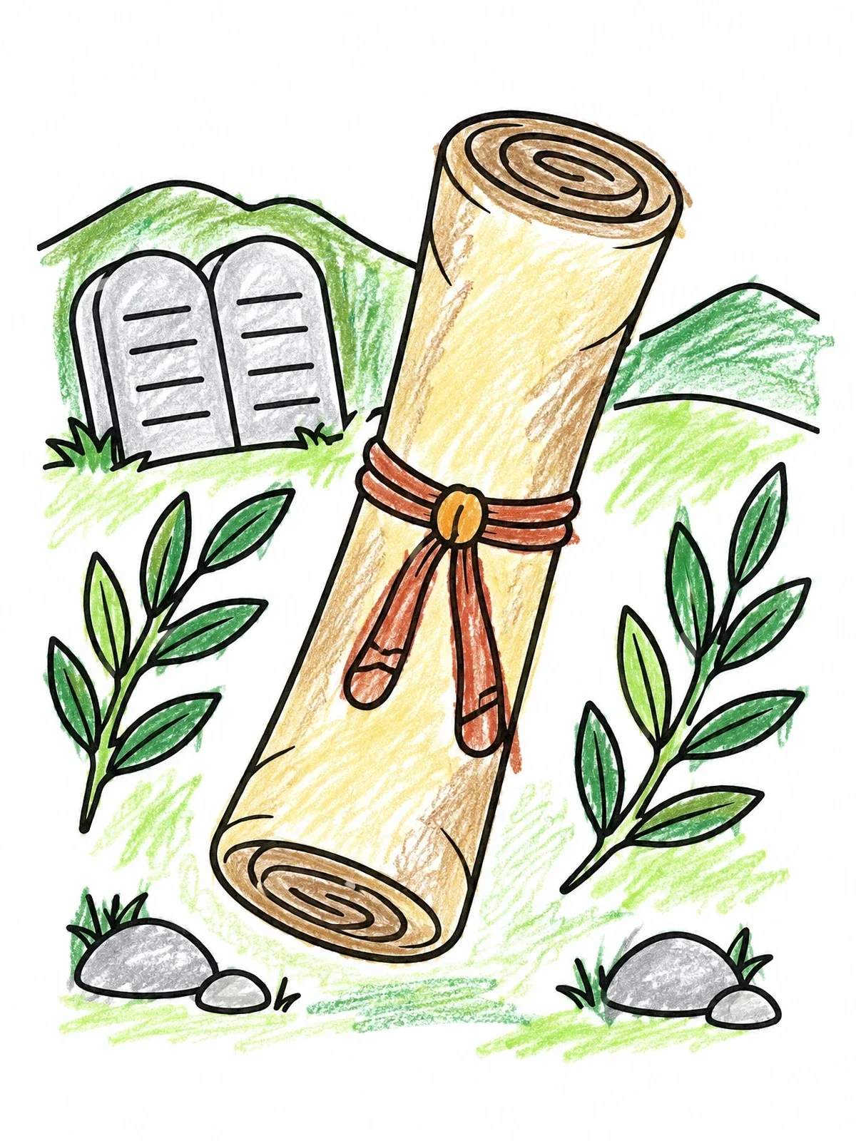 Colored example of the Ancient Scroll Of The Covenant coloring page