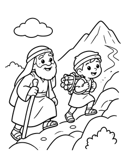 Free printable Abraham And Isaac Mountain Hike coloring page