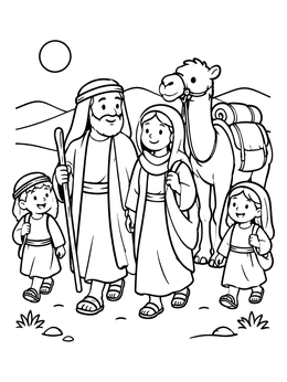 Free printable Abraham Family Desert Journey coloring page