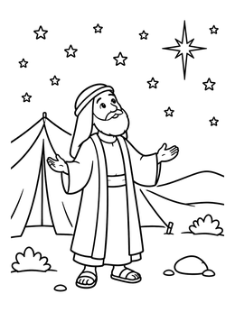 Free printable Abraham Gazing At The Night Stars coloring page