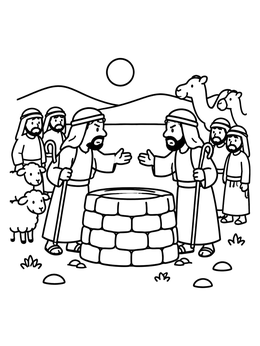 Free printable Herdsmen Arguing At Desert Well coloring page
