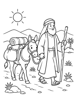Free printable Abraham And Pack Donkey Journey coloring page