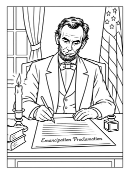 Lincoln Signing the Emancipation Proclamation coloring page