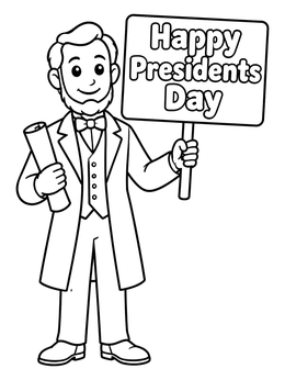 Free printable Abraham Lincoln With Presidents Day Sign coloring page