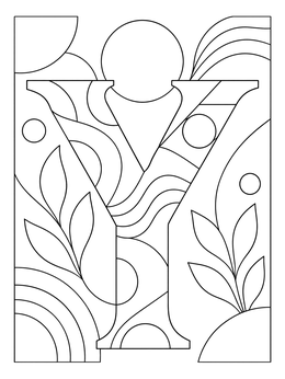 Free printable Abstract Capital Letter Y Composition coloring page