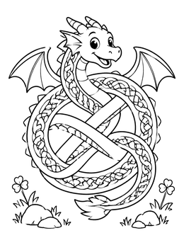 Free printable Celtic Knot Cute Dragon coloring page