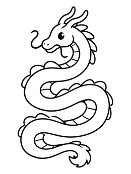 Free printable Coiling Serpentine Dragon With Horns coloring page