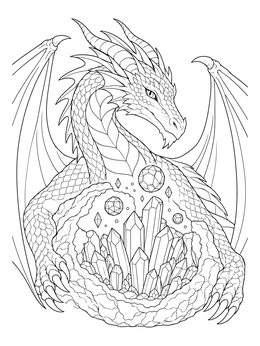 Free printable Dragon With Crystal Geode coloring page