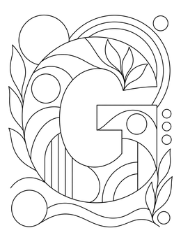 Free printable Abstract Geometric Capital Letter G coloring page