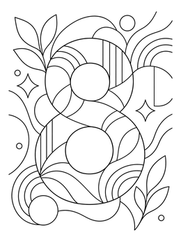 Free printable Abstract Modern Number Eight Art coloring page