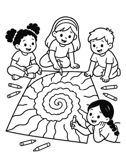 Free printable Children Drawing A Tie Dye Spiral Poster coloring page
