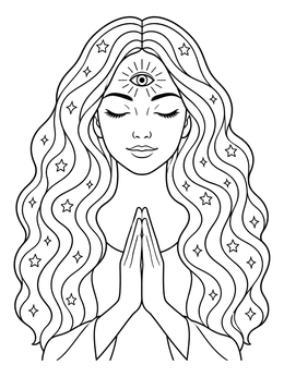 Free printable Serene Woman With Third Eye coloring page
