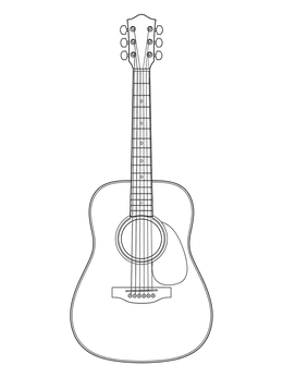 Free printable Acoustic Dreadnought Guitar coloring page