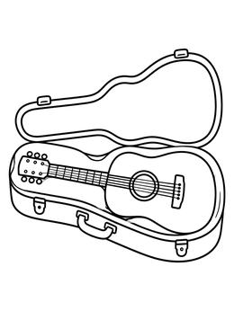Free printable Acoustic Guitar In Open Case coloring page