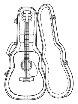 Free printable Acoustic Guitar Resting In Case coloring page
