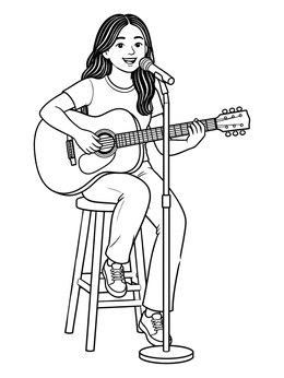 Free printable Acoustic Singer On A Stool coloring page