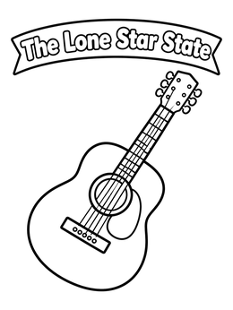 Free printable Acoustic Western Guitar Lone Star State coloring page