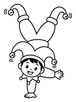 Free printable Acrobatic Jester Doing A Handstand coloring page