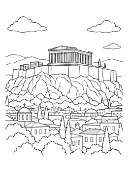 Free printable Acropolis And Parthenon Over Athens coloring page