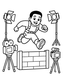 Free printable Action Actor Jumping On Film Set coloring page