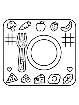 Free printable Activity Placemat With Food Borders coloring page