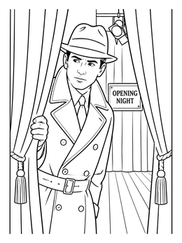 Free printable Actor Behind Stage Curtains coloring page