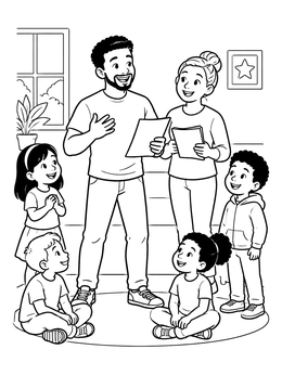 Free printable Drama Teachers With Young Students coloring page