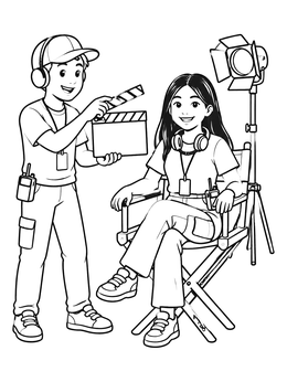 Free printable Movie Set Crew And Director coloring page