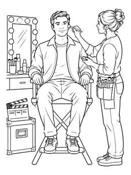 Free printable Actor Getting Makeup In Dressing Room coloring page