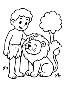 Free printable Adam And The Friendly Lion coloring page